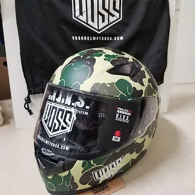 VOSS 988 MOTO-1 GREEN CAMO HELMET LARGE With PinLock 70 • $330.83