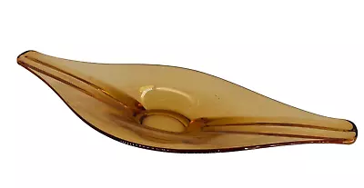 Vtg Viking Console Bowl Epic Line Amber Stretch Oblong Glass MCM 21  Long • $75