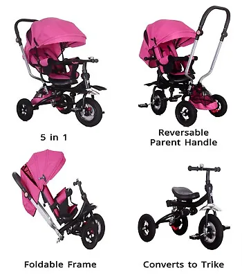 5 In 1 Tricycle Kids Trike Tricycle Stroller Child Push Chair Reversible Seat  • £99.99