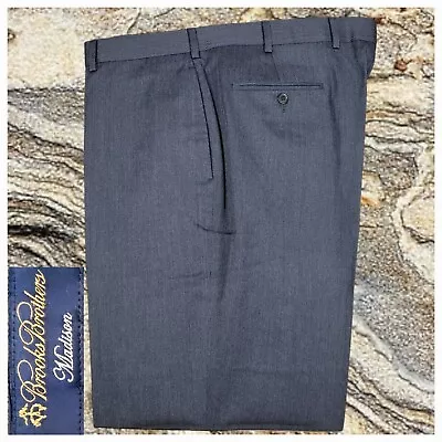 40x29 Brooks Brothers Madison Gray Sharkskin Pleated Dress Pants Slacks Trousers • $49.95