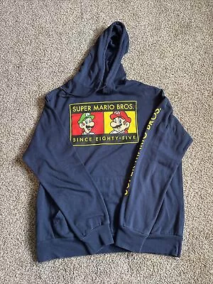 Nintendo Super Mario Bros Since 85 Hoodie Sweatshirt Navy Blue Size LARGE • $16.99