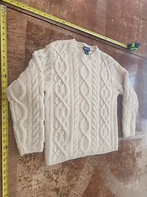 VINTAGE Lands End Sweater Womens Small (6-8) Wool Cream White #S76 • $33.95