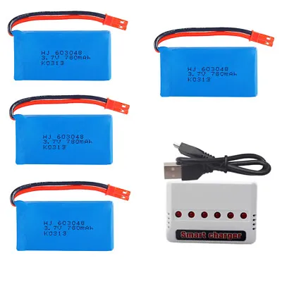$30.04 • Buy 4PCS 3.7V 780mAh Lipolymer High Rate Battery 603048+Charger For Drone Quadcopter
