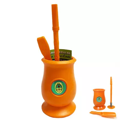 Argentina Mate Gourd Set Tea Cup Spoon Bombilla Straw Yerba Remover Gift Kit 941 • $15.89