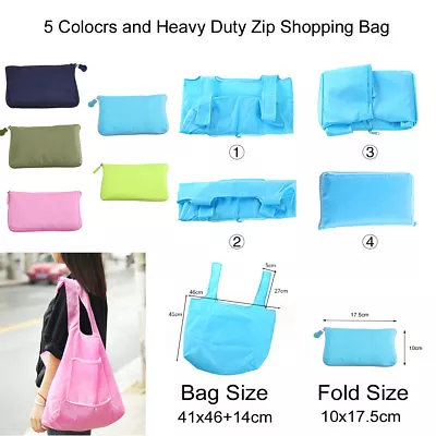 Large Foldable Reusable Shopping Bags Eco Grocery Shoulder Tote Pouch Big Size • $4.99