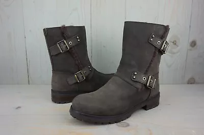 UGG   NIELS 1018607 STOUT LEATHER WATER RESISTANT MOTO BOOTS WOMENS US 5.5 Nib • $74