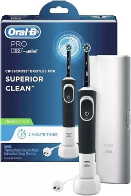 Oral-B PRO 100 CROSSACTION Rechargeable Electric Toothbrush Midnight Black NEW • $47.73