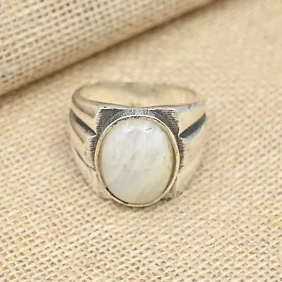 Rainbow Moonstone Men's Ring Solid 925 Sterling Silver Lovely Ring All Size R175 • $15.72