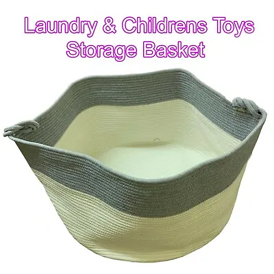 XXXLarge Cotton Rope Basket Woven Baby Laundry Basket For Blankets Toys Storage • £9.49