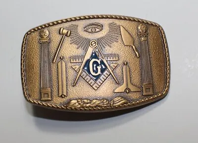 Vintage Masonic Freemason Bronze Belt Buckle 1981 Henry Klitzner Co. • $25