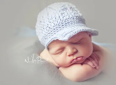 £13.16 • Buy Hand Crochet Knitted Baby Hat Peaked Paperboy Baseball Boy Prop Newborn-12M 