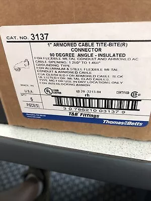 THOMAS & BETTS 3137 1  ARMORED CABLE TITE-BITE CONNECTOR Box Of 5 • $9.55