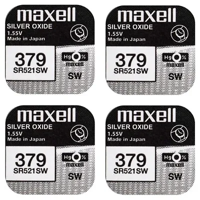 4 X Maxell 379 Silver Oxide SR521SW Watch Batteries 1.5V -  SR63 V379 SR521W 521 • £3.99