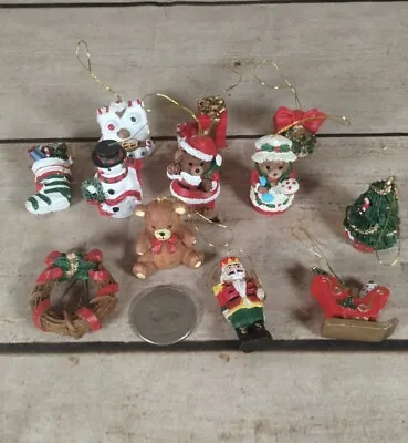  Lot Of 12 Miniature Christmas Tree Hanging Ornament Wood Plastic Ceramic Bears  • $14.95