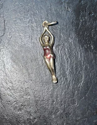 925 Sterling Silver Vintage Enamel Swimmer Charm Pendant • $22