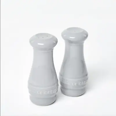 LE CREUSET Two Pack Mist Grey Salt & Pepper Shakers 12x5.5cm Brand NEW • £25.99
