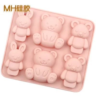£3.99 • Buy Bears Rabbits Animals Silicone Mould Chocolate Fondant Jelly Ice Cube Mold