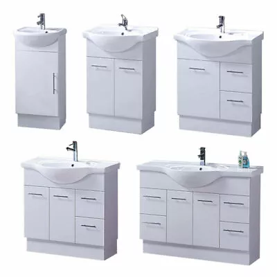 450~1200mm Semi Recessed Freestanding Vanity Ceramic Basin Cabinet Kickboard • $469