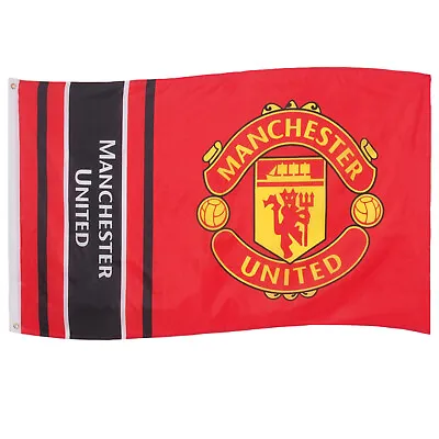 Manchester United FC Official Football Gift 5x3ft Striped Body Flag • £8.99