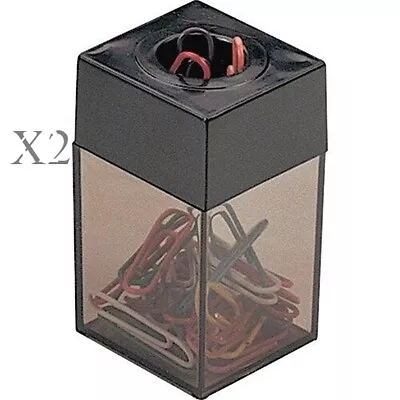 2x OIC Magnetic Paper Clip Dispenser - 2  X 3   - Smoke / Black +10 Clips • $6.99