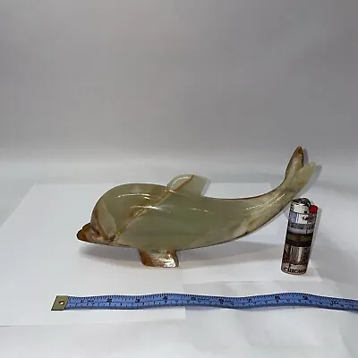 Vintage Marble Natural Hand Carved Dolphin Statue 9 + Inch Long 45 Inch Tall • $14
