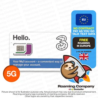 🚀 EUROPE Travel SIM 5G DATA TALK TEXT PAYG Hotspot Roaming No Contract NEW • $9.89