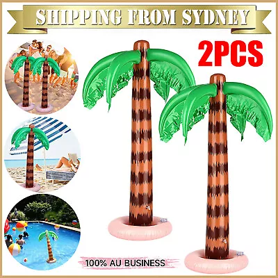 2PCS Palm Tree Hawaiian Party Supplies Beach Pool Decor Blow Up Inflatable 90cm • $17.96