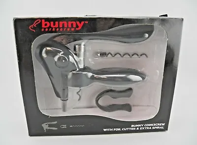 Bunny Corkscrew Wine Bottle Opener Set W/ Foil Cutter & Extra Corkscrew NOSOB • $8.05