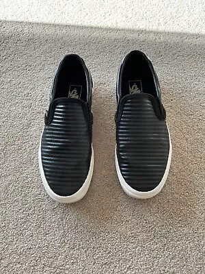 Vans Black Leather Slip On - SZ Women 7.5/38 • $59