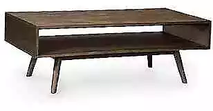  Kisper Mid-Century Modern Rectangular Coffee Table With Open Dark Brown • $274.75