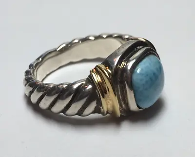 Marahlago Larimar Gold 925 Sterling Silver Ring • $231.59