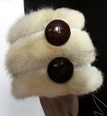 . VERY ELEGANT CREAMY WHITE HORIZONTAL  CROSS MINK  FUR CUFFS 17 X 5  Approx. • $119.95