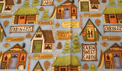 1/4 Yd X 42  Quality 100% Cotton Fabric Cabin / Camping Theme • $2.25