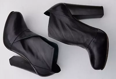 Ixos Sz 36.50r 5.5 Black Leather Slip On Boots High Booties Italy • $49