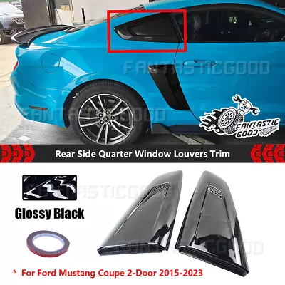 For Ford Mustang 15-23 V3 Style Side Quarter Window Louvers Rear Sun Cover Black • $59.99