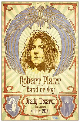 $20 • Buy ROBERT PLANT 2010 Signed Original Tulsa Brady Theater Concert Poster Zeppelin