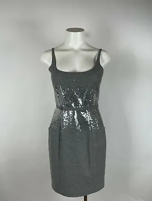 SUSANA MONACO - Silver Gray Glitter Evening Belted Cocktail Dress 2 • $40
