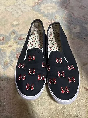 Disney Minnie Mouse Bows Black Shoes Slip On Flats Size 7 Women’s • $25.49