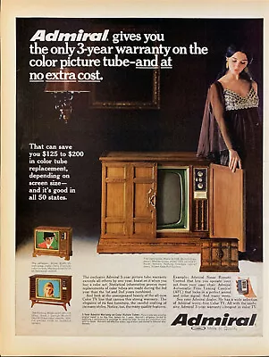 Vintage 1968 Admiral Console Television Woman By TV Print Ad Advertisement  • $6.49