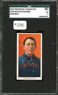 1909-11 T206 Miller Huggins Portrait SGC 5 *Great Image/Color* • $799