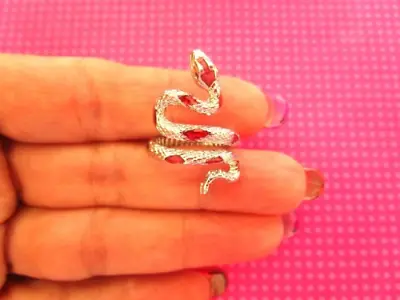 Vintage Silver Red Snake Ring • $9.99
