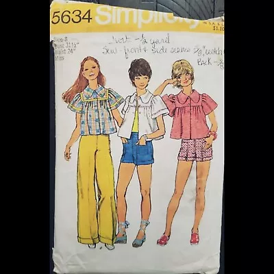 Vintage Simplicity Smock Top Pants & Shorts Pattern #5634 Size 8 CUT • $8.99