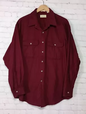 ST JOHNs BAY Solid FLANNEL Long Sleeve Chamois Cloth Shirt Red Men's Sz 2XL • $22.50