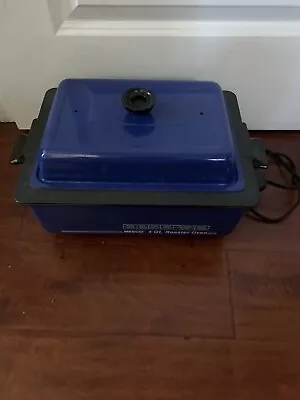 VINTAGE Nesco 4QT Non Stick Electric Roaster Oven Roasting Cooker Dark Blue • $55