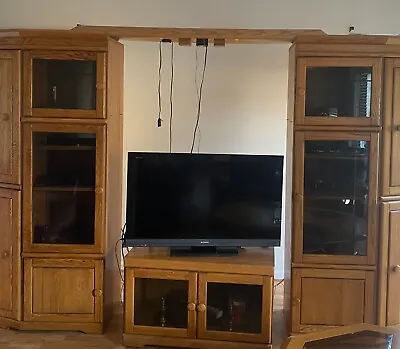 Solid Oak Entertainment Center • $200