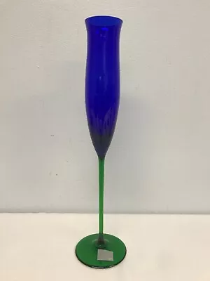 Rare 1993-1994 Mikasa Lido Cobalt Blue Green Fluted Champagne Glass 11 1/2  Nos! • $45