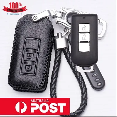 $18.99 • Buy For Mitsubishi  Car Key Case Cover Remote Geniue Leather For 2 Buttons