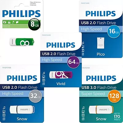 Philips High Speed USB Flash Drive 2.0 Or 3.0 8GB 16GB 32GB 64GB Memory Stick • £8.19