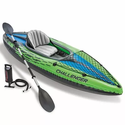 Intex Challenger K1 Inflatable Kayak Adjustable Seat Aluminium Paddle 68305NP • $222.66