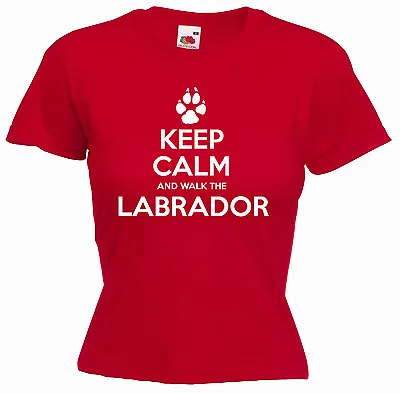 'Keep Calm And Walk The Labrador' Ladies Girls Dog Pet Funny T-shirt • £11.69